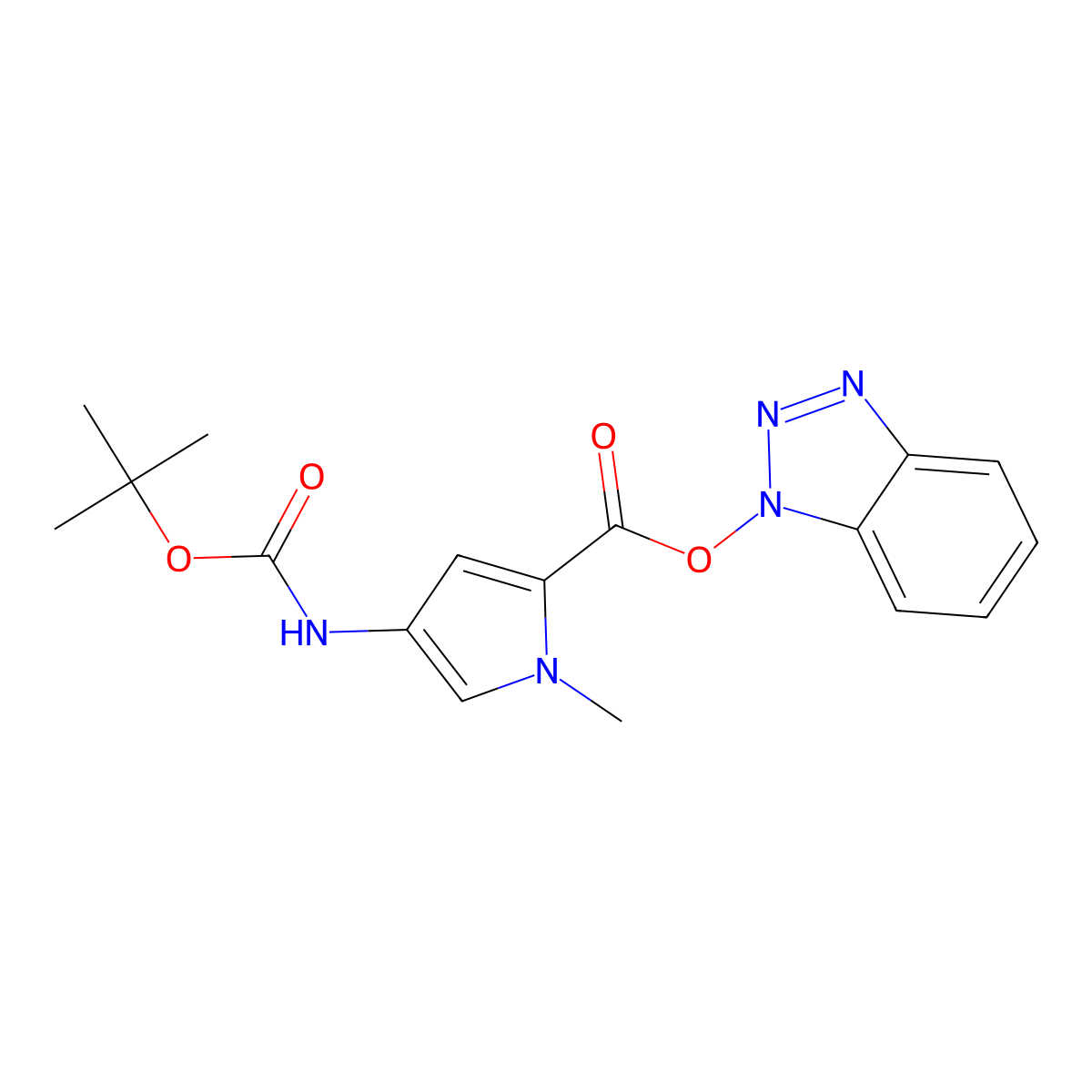 4-Tert-butoxycarbonylamino-1-methyl-1h-pyrrole-2-carboxylic acid benzotriazol-1yl ester molecular structure, CAS 77716-16-6