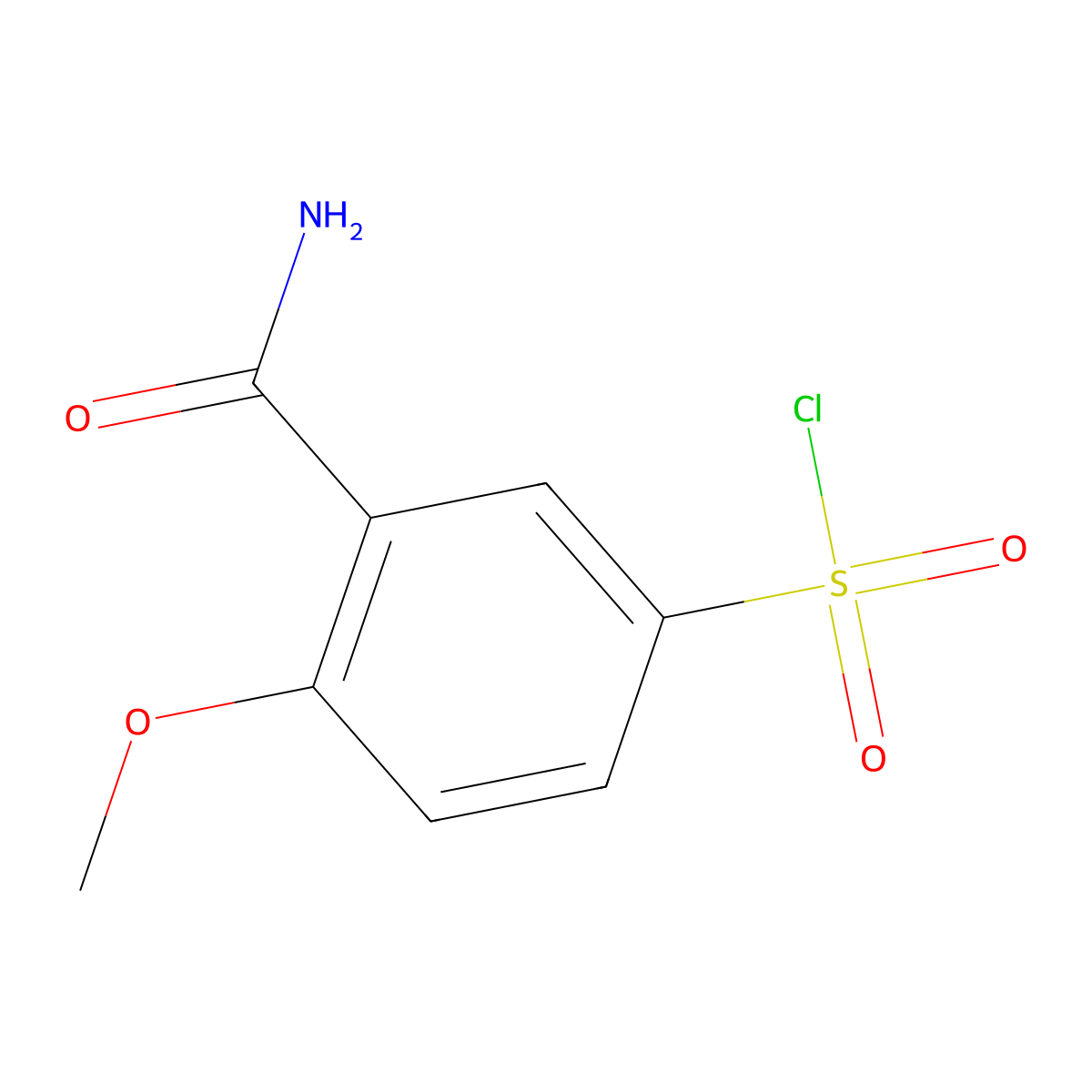 3-Carbamoyl-4-methoxybenzenesulfonyl chloride molecular structure, CAS 77718-16-2