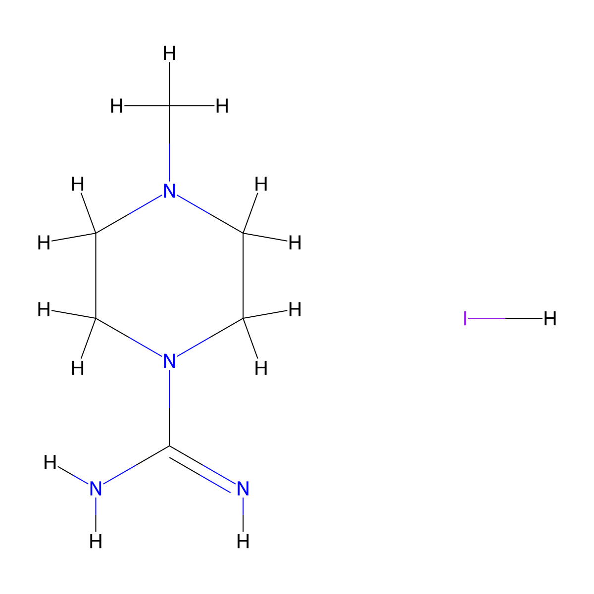 4-Methylpiperazine-1-carboximidamide hydroiodide molecular structure, CAS 77723-03-6