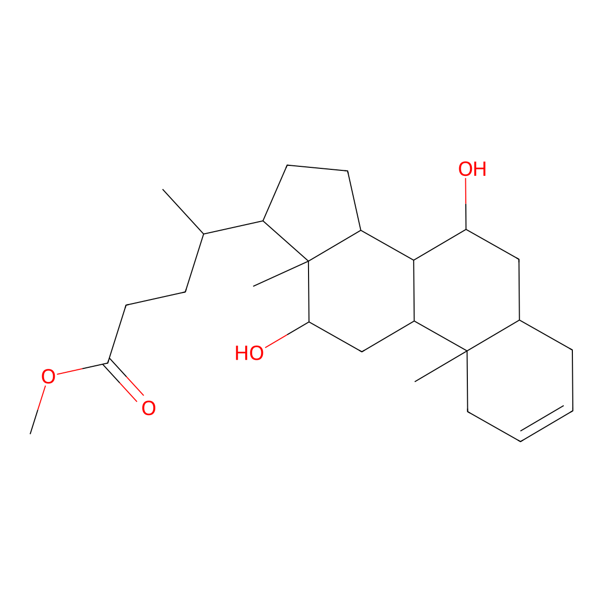Methyl 7a,12a-dihydroxy-5b-chol-2-enoate molecular structure, CAS 77731-10-3