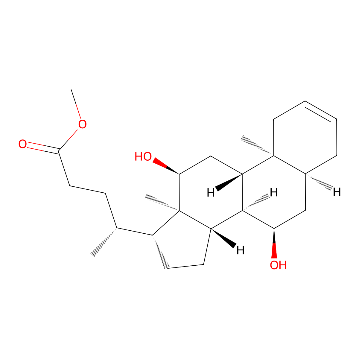 Methyl 7a,12a-dihydroxy-5b-chol-2-enoate molecular structure, CAS 77731-10-3