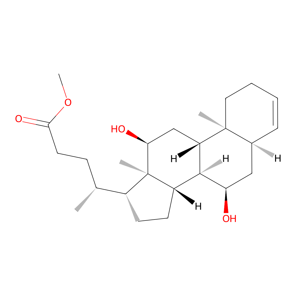 Methyl (5beta,7alpha,12alpha)-7,12-dihydroxychol-3-en-24-oate molecular structure, CAS 77731-11-4