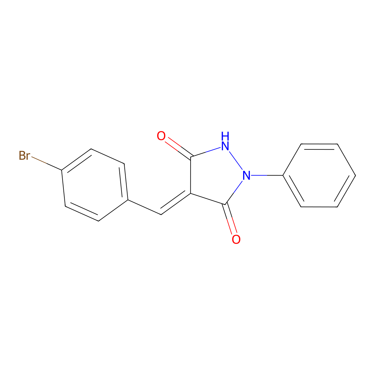4-[(4-Bromophenyl)methylidene]-1-phenylpyrazolidine-3,5-dione molecular structure, CAS 77738-03-5