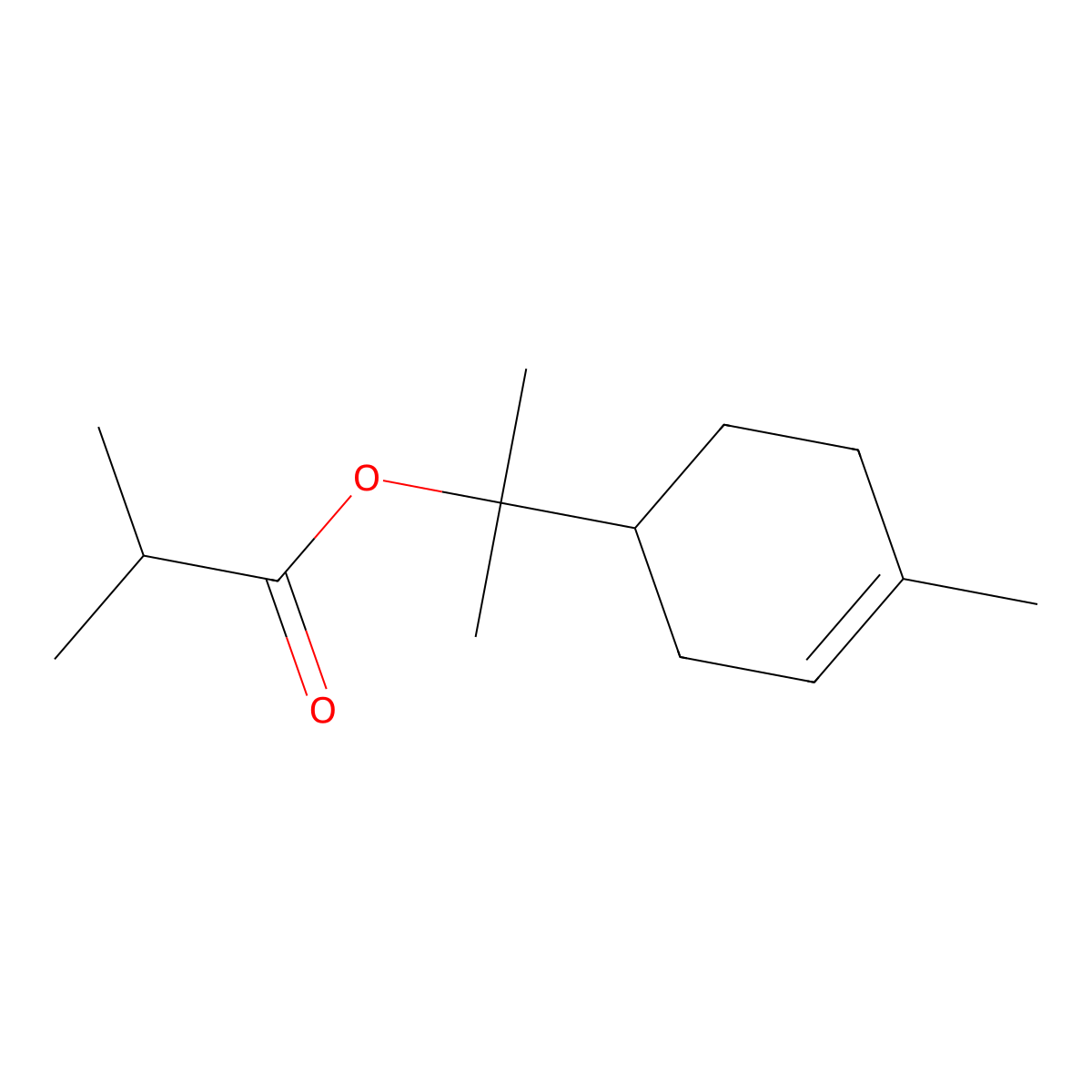 Terpinyl isobutyrate molecular structure, CAS 7774-65-4