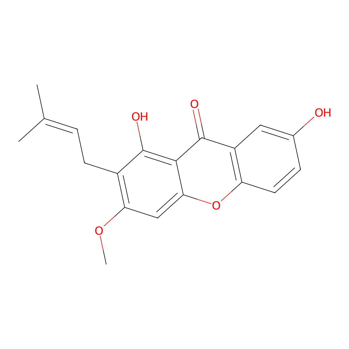 1,7-Dihydroxy-3-methoxy-2-(3-methyl-2-buten-1-yl)-9H-xanthen-9-one molecular structure, CAS 77741-58-3