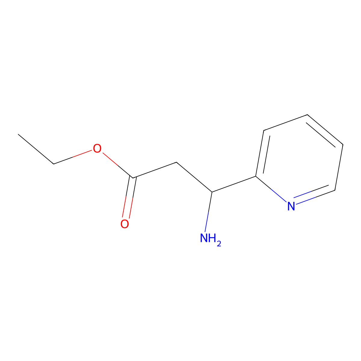 Ethyl 3-amino-3-(pyridin-2-yl)propanoate molecular structure, CAS 77742-21-3