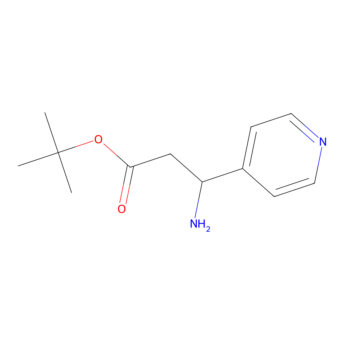 Tert-butyl 3-amino-3-(pyridin-4-yl)propanoate molecular structure, CAS 77742-24-6