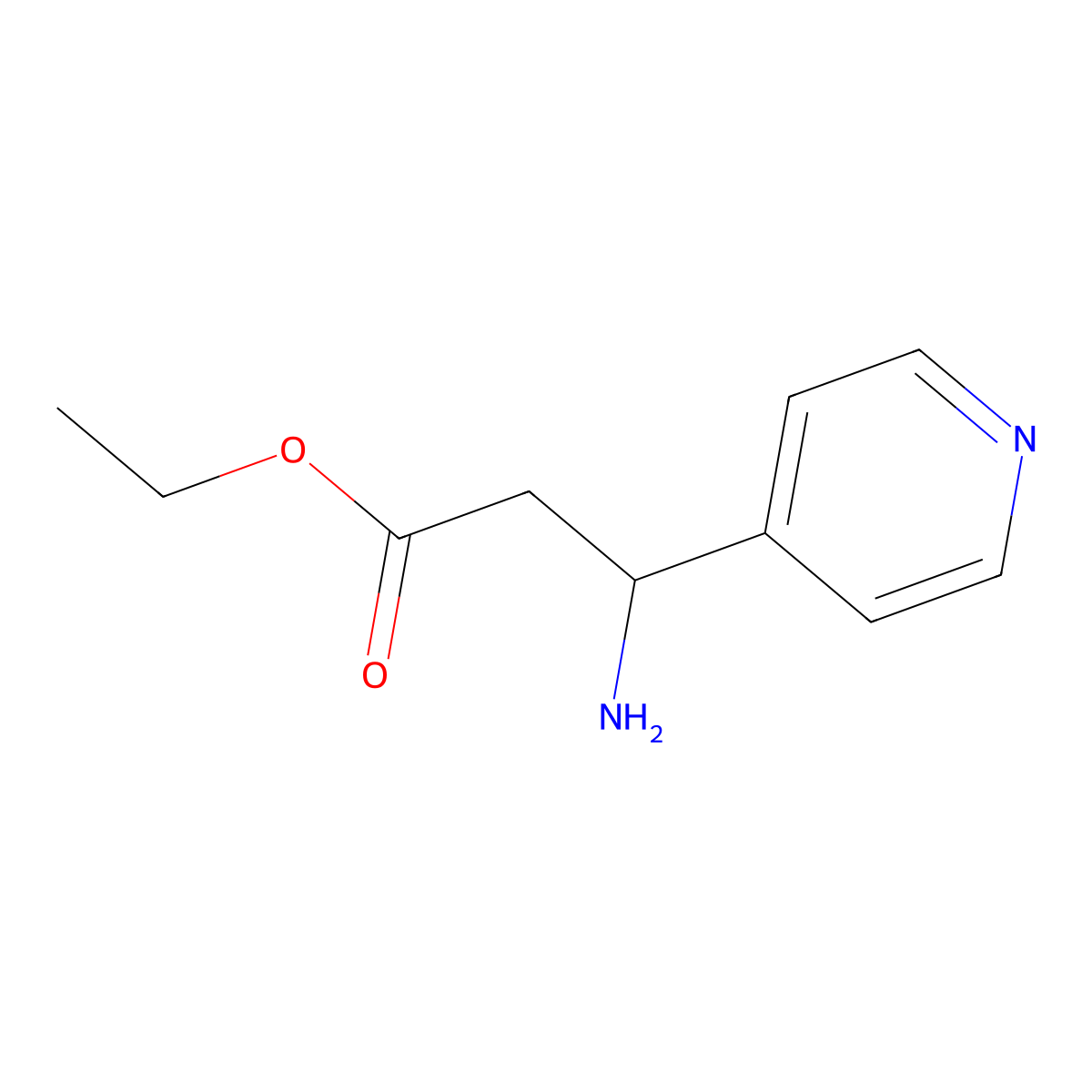Ethyl 3-amino-3-(pyridin-4-yl)propanoate molecular structure, CAS 77742-28-0