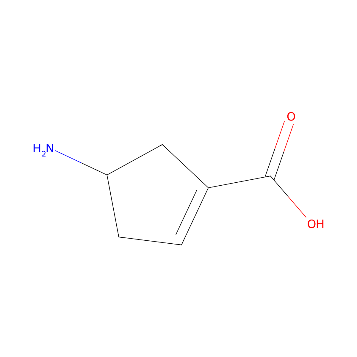 4-Aminocyclopent-1-ene-1-carboxylic acid molecular structure, CAS 77745-27-8