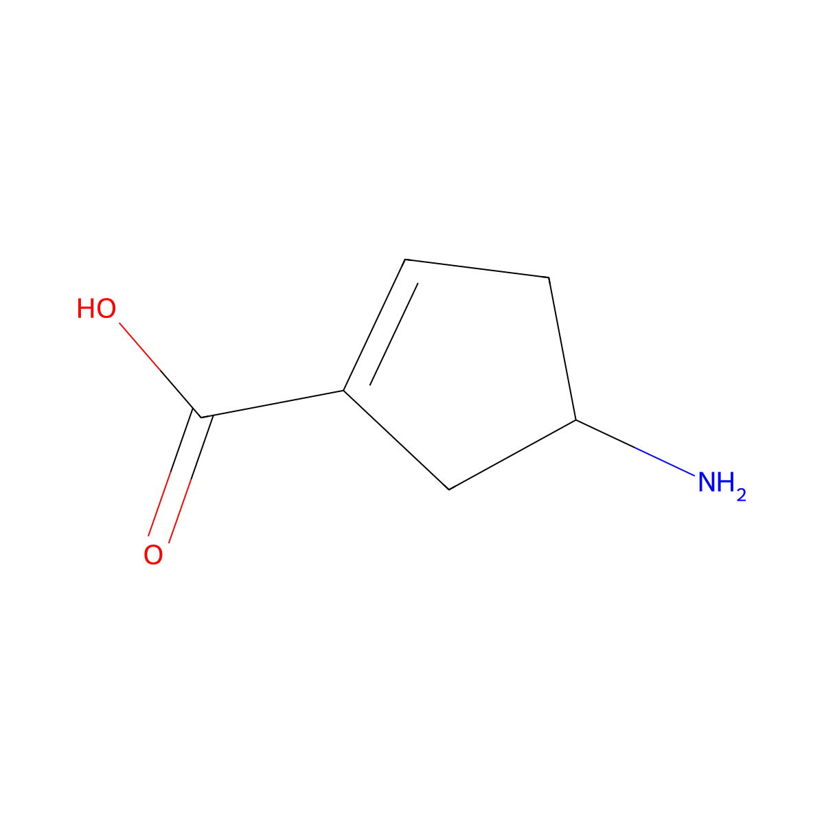 4-Aminocyclopent-1-ene-1-carboxylic acid molecular structure, CAS 77745-27-8