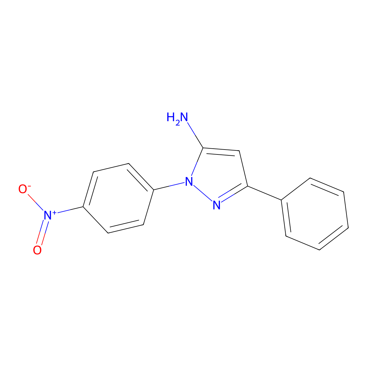 1-(4-nitrophenyl)-3-phenyl-1H-pyrazol-5-amine molecular structure, CAS 77746-53-3