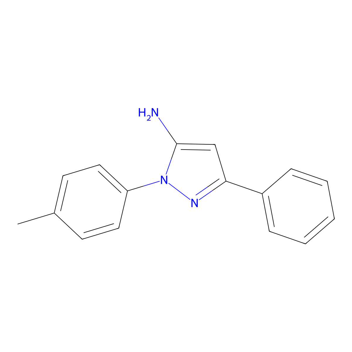 1-(4-Methylphenyl)-3-phenyl-1H-pyrazol-5-ylamine molecular structure, CAS 77746-54-4
