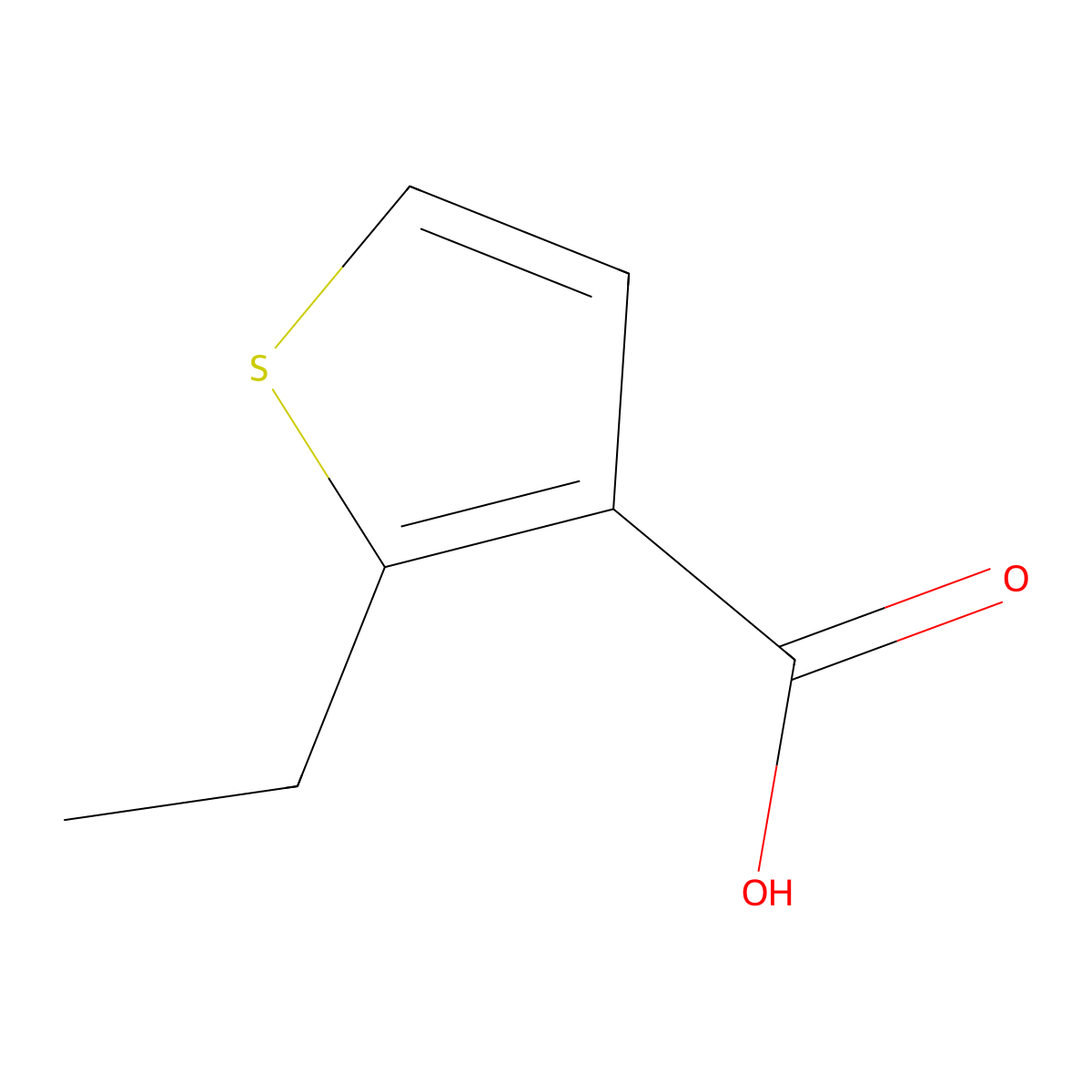 2-Ethylthiophene-3-carboxylic acid molecular structure, CAS 77756-28-6