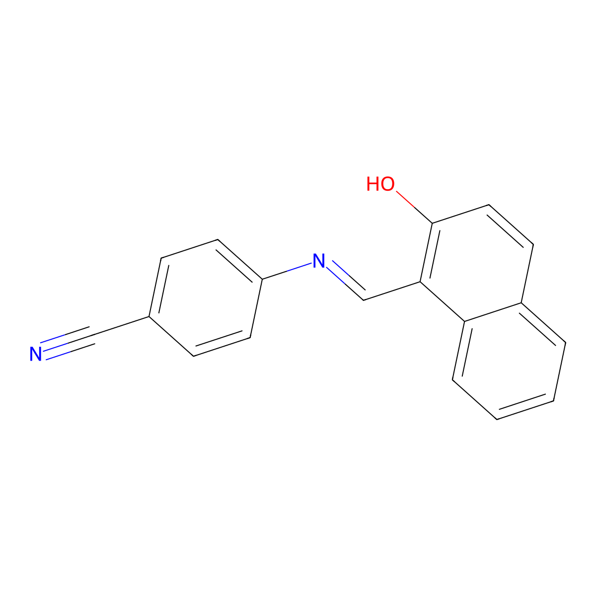 4-[(2-Hydroxynaphthalen-1-yl)methylideneamino]benzonitrile molecular structure, CAS 77761-38-7