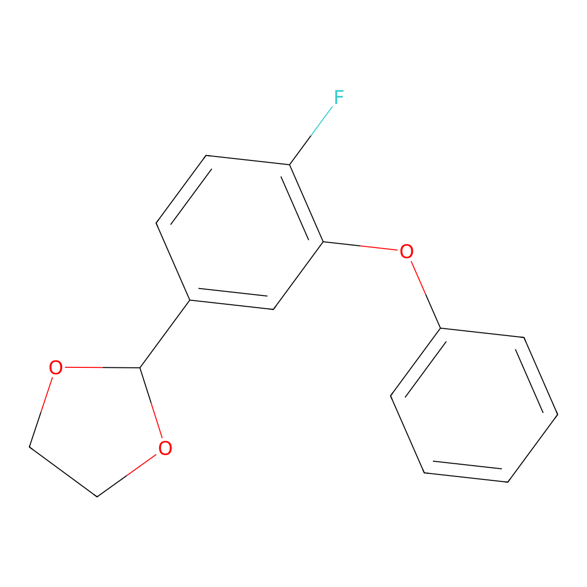 1,3-Dioxolane, 2-(4-fluoro-3-phenoxyphenyl)- molecular structure, CAS 77771-05-2