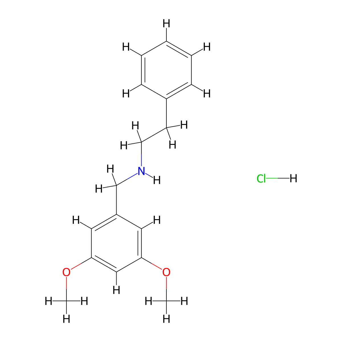 N-(3,5-Dimethoxybenzyl)-2-phenylethanamine hydrochloride molecular structure, CAS 77775-70-3