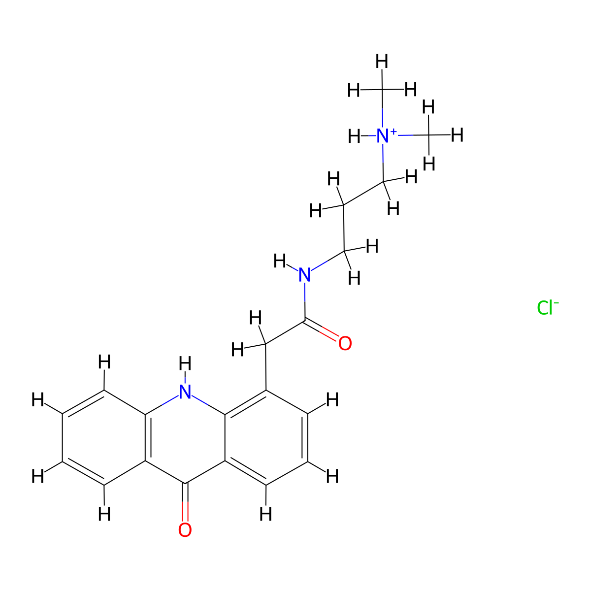 10(9H)-Acridineacetamide, N-(3-(dimethylamino)propyl)-9-oxo-, monohydrochloride molecular structure, CAS 77778-92-8