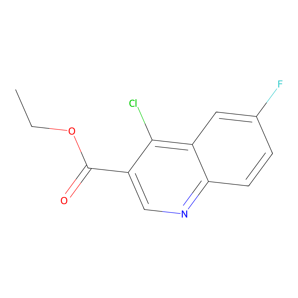 Ethyl 4-chloro-6-fluoroquinoline-3-carboxylate molecular structure, CAS 77779-49-8
