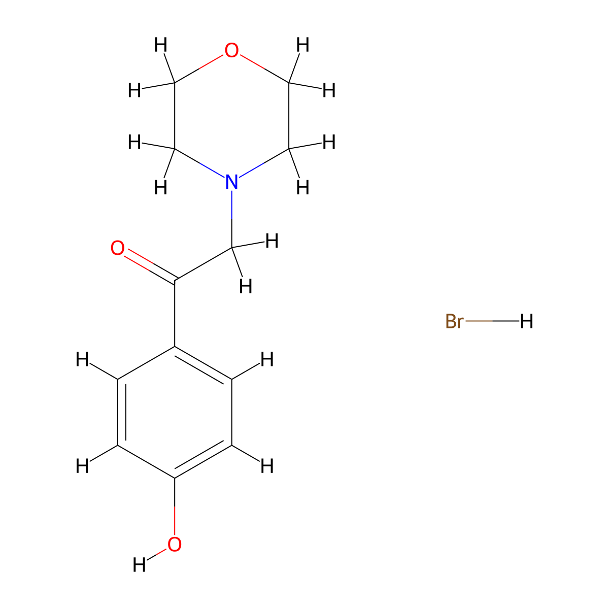 1-(4-Hydroxyphenyl)-2-(4-morpholinyl)ethanone hydrobromide molecular structure, CAS 777795-74-1