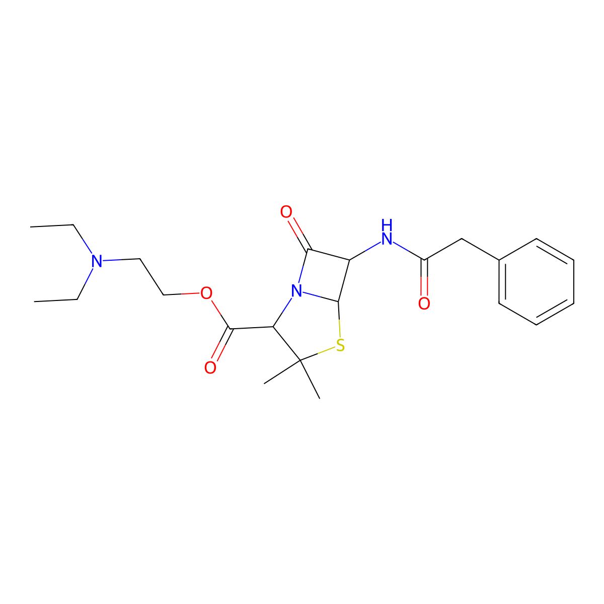 (1) Penethamate hydriodide molecular structure, CAS 7778-19-0