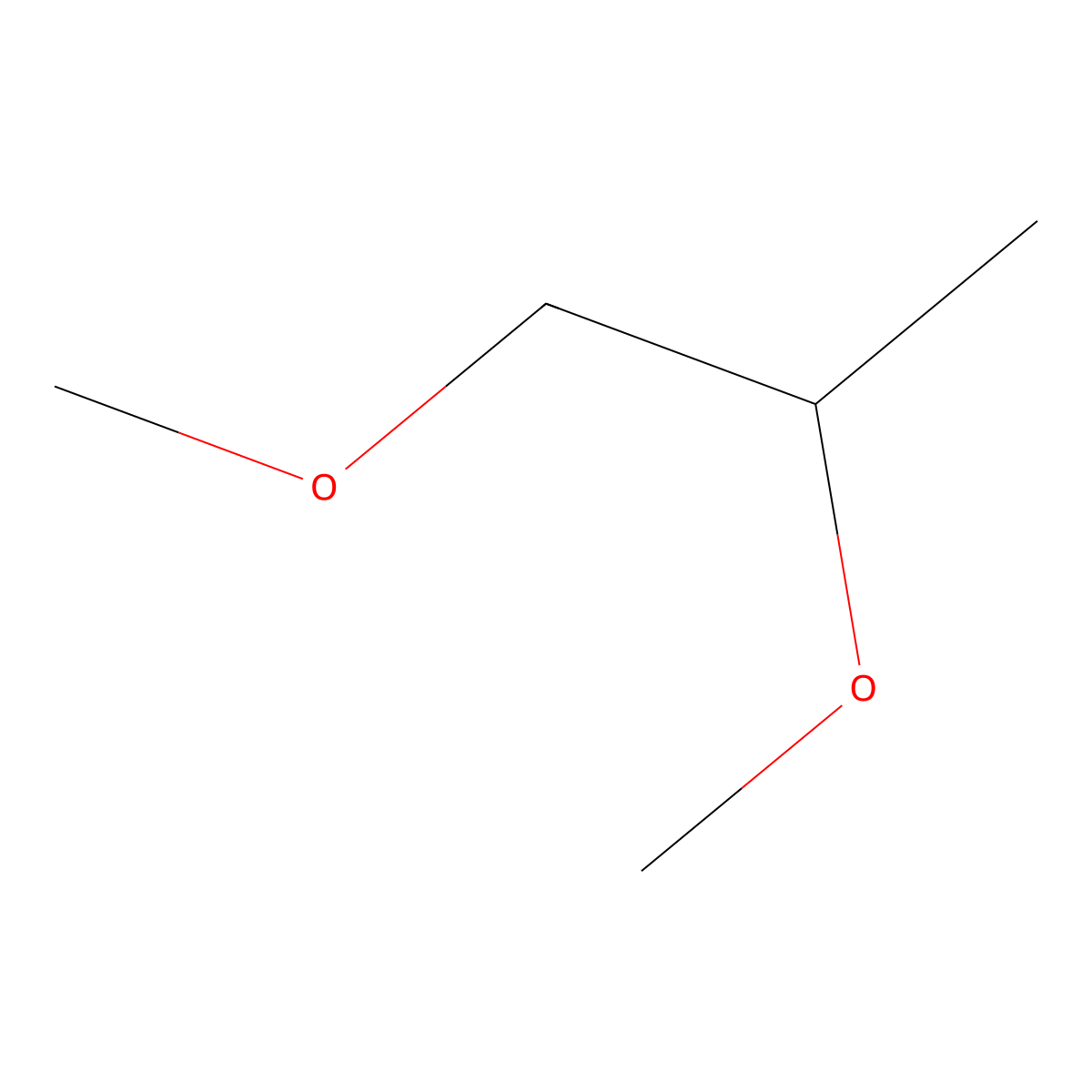 Propylene glycol dimethyl ether molecular structure, CAS 7778-85-0