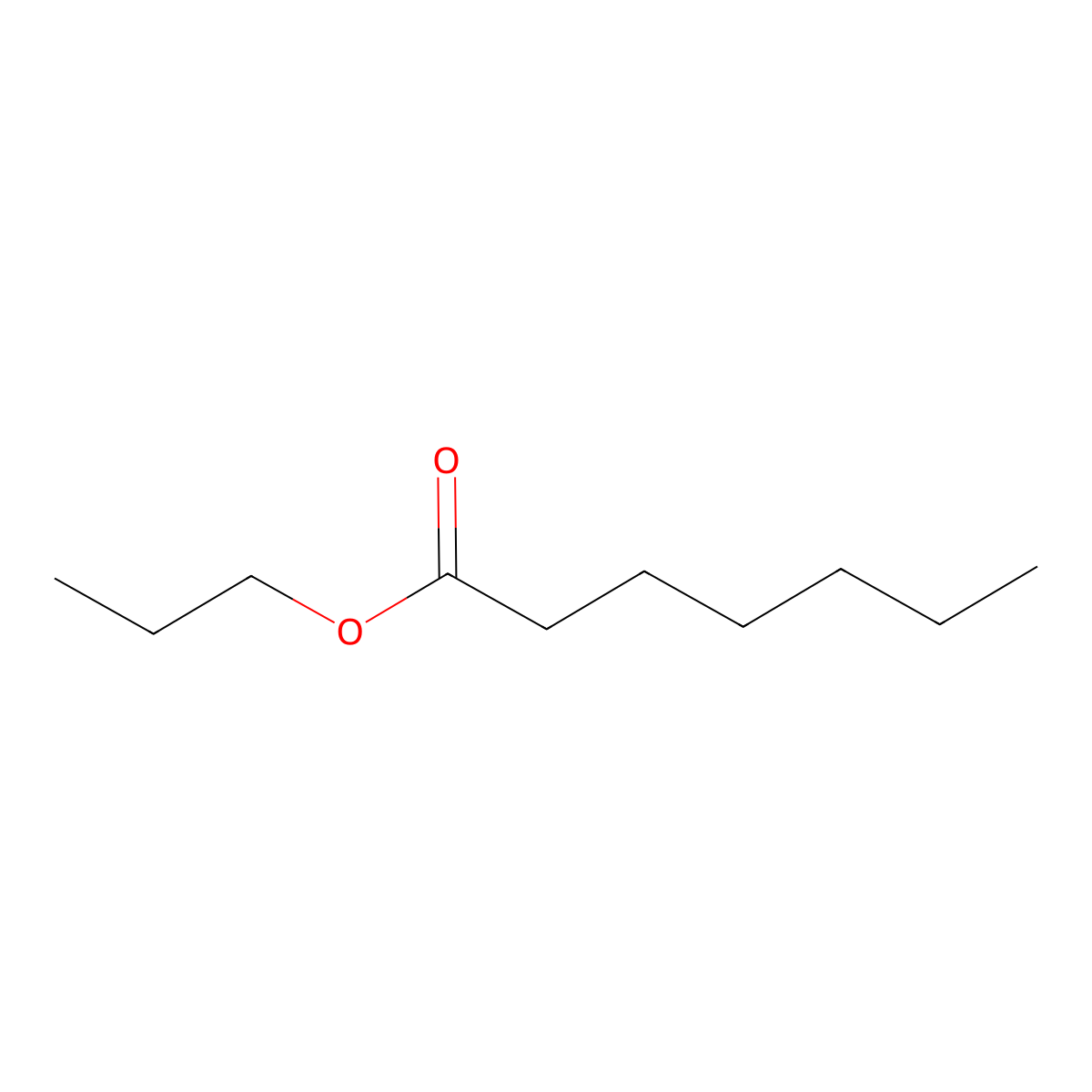 Propyl heptanoate molecular structure, CAS 7778-87-2
