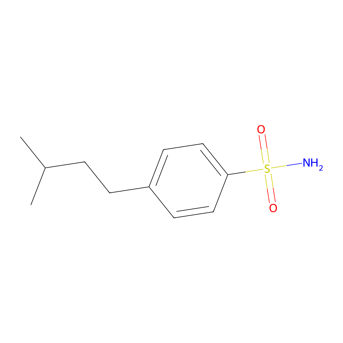 4-(3-Methylbutyl)benzene-1-sulfonamide molecular structure, CAS 777825-15-7