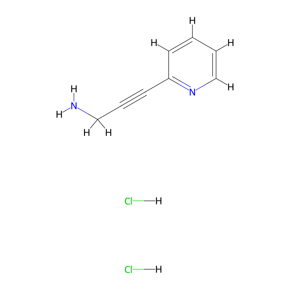 3-(Pyridin-2-yl)prop-2-yn-1-amine dihydrochloride molecular structure, CAS 777856-63-0