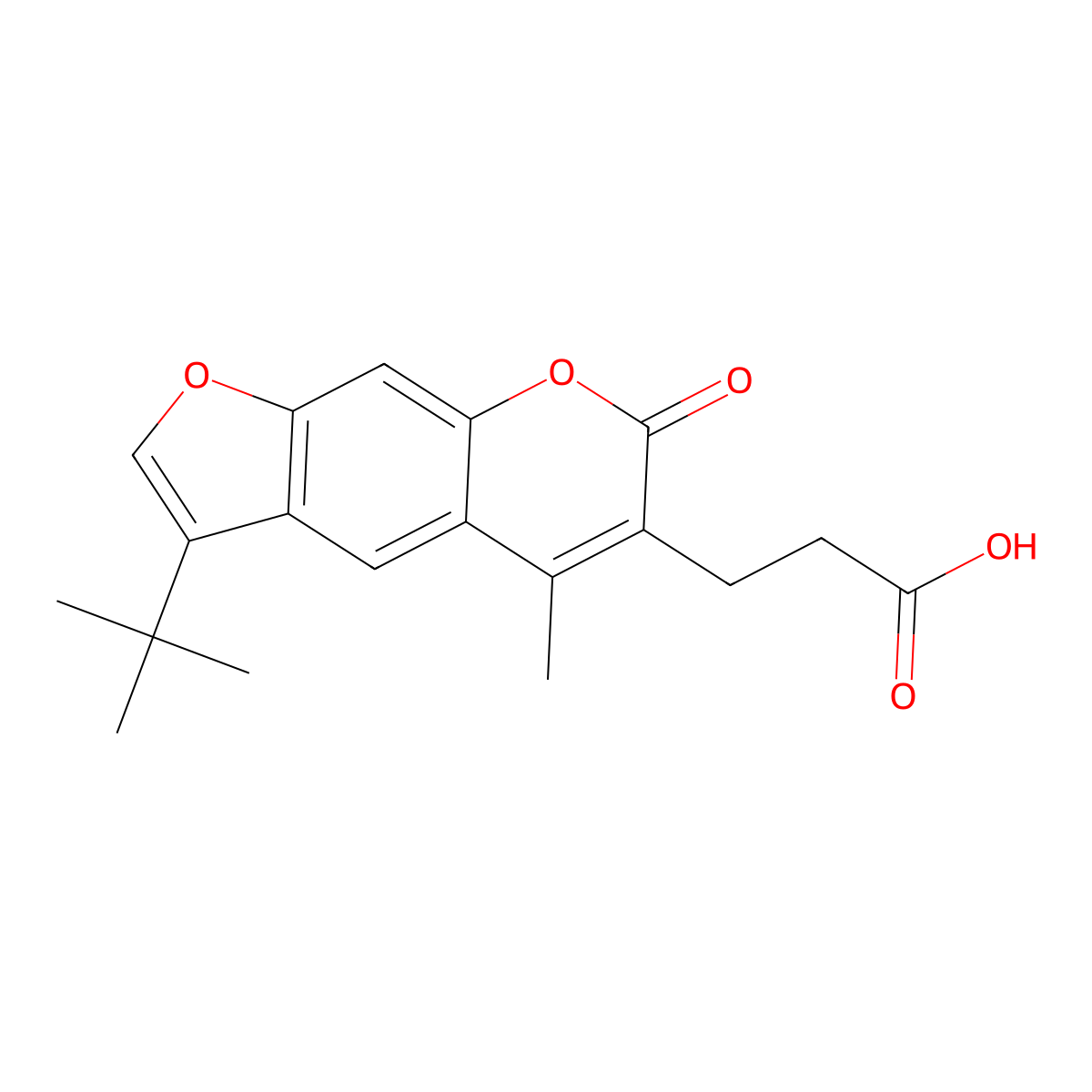 3-(3-tert-butyl-5-methyl-7-oxo-7H-furo[3,2-g]chromen-6-yl)propanoic acid molecular structure, CAS 777857-43-9
