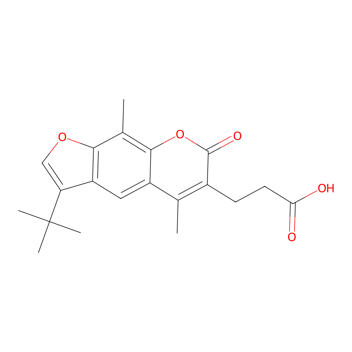 3-(3-tert-butyl-5,9-dimethyl-7-oxo-7H-furo[3,2-g]chromen-6-yl)propanoic acid molecular structure, CAS 777857-44-0