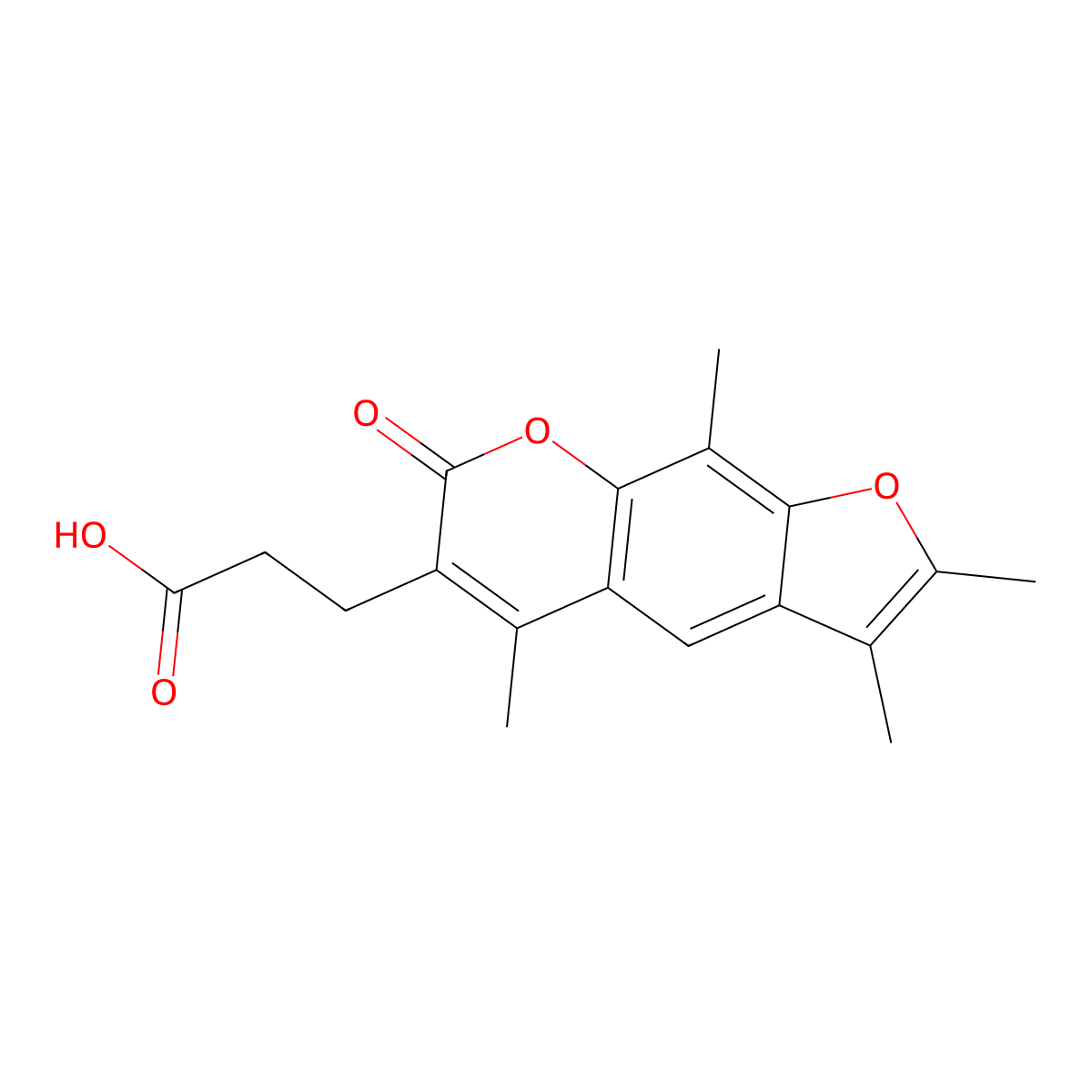 3-(2,3,5,9-tetramethyl-7-oxo-7H-furo[3,2-g]chromen-6-yl)propanoic acid molecular structure, CAS 777857-45-1