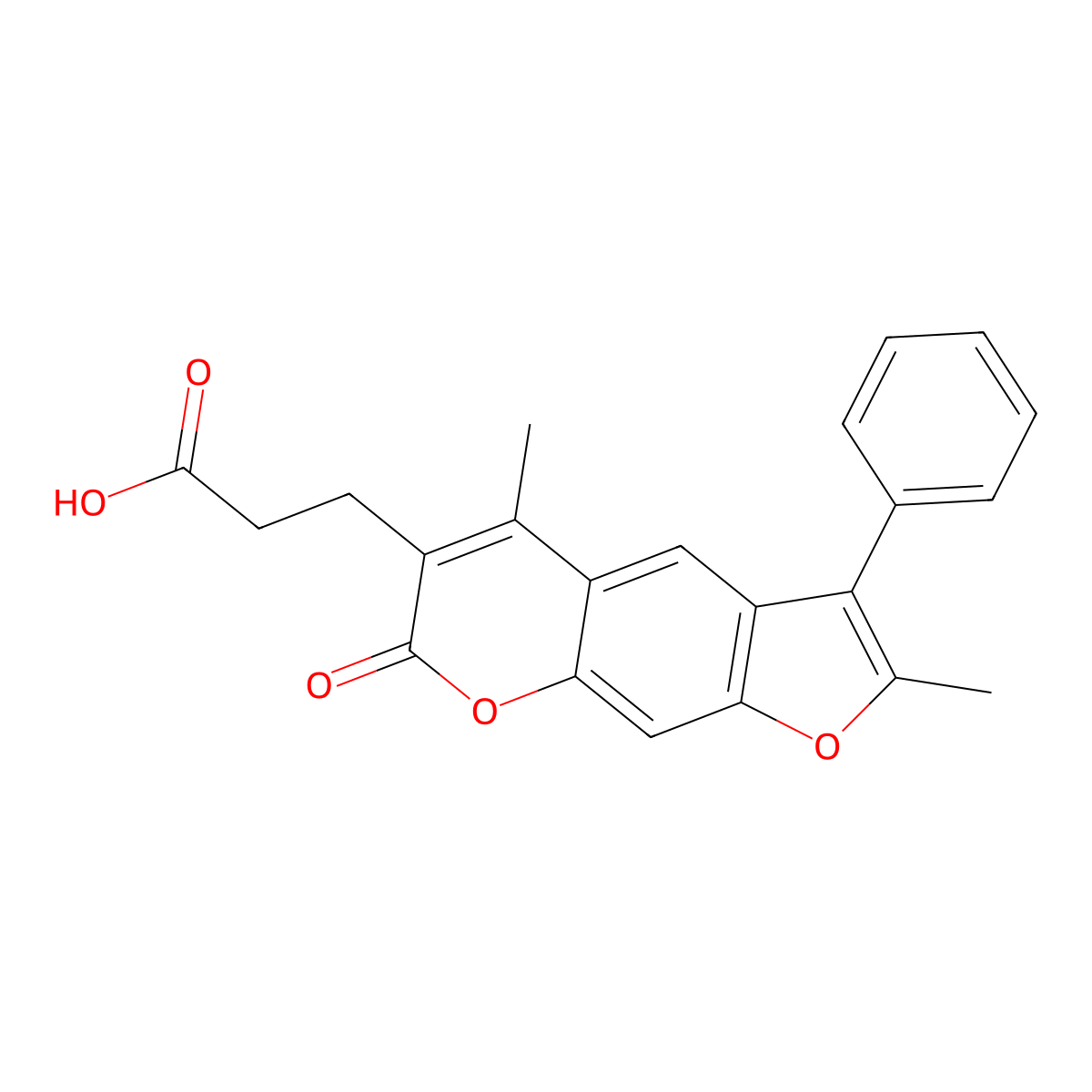 3-(2,5-dimethyl-7-oxo-3-phenyl-7H-furo[3,2-g]chromen-6-yl)propanoic acid molecular structure, CAS 777857-46-2