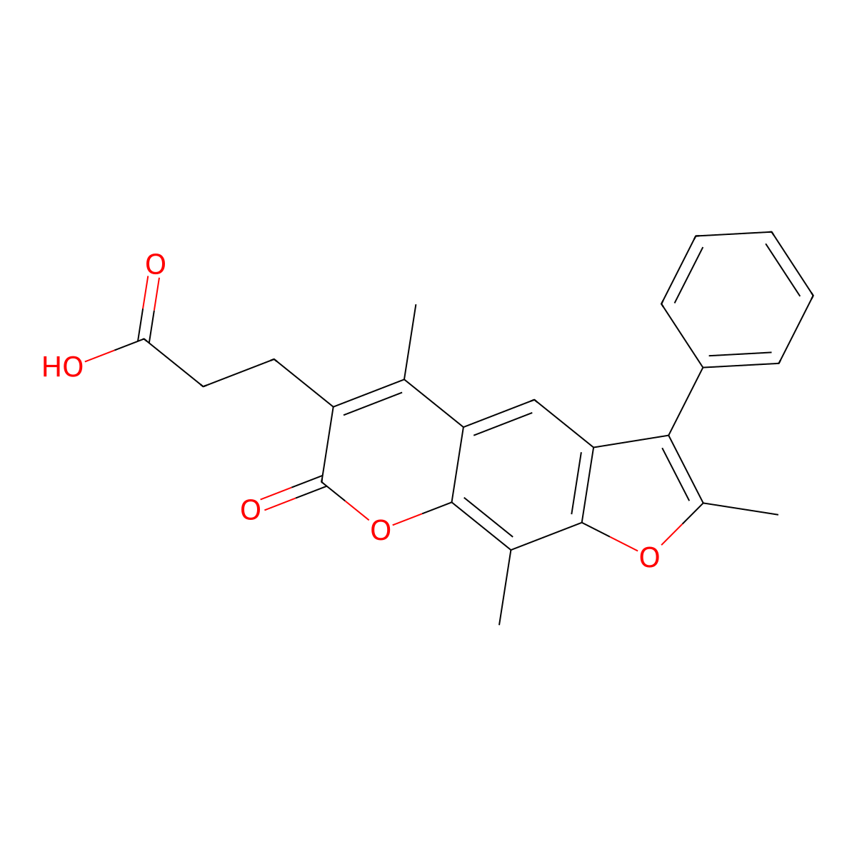 3-(2,5,9-trimethyl-7-oxo-3-phenyl-7H-furo[3,2-g]chromen-6-yl)propanoic acid molecular structure, CAS 777857-47-3