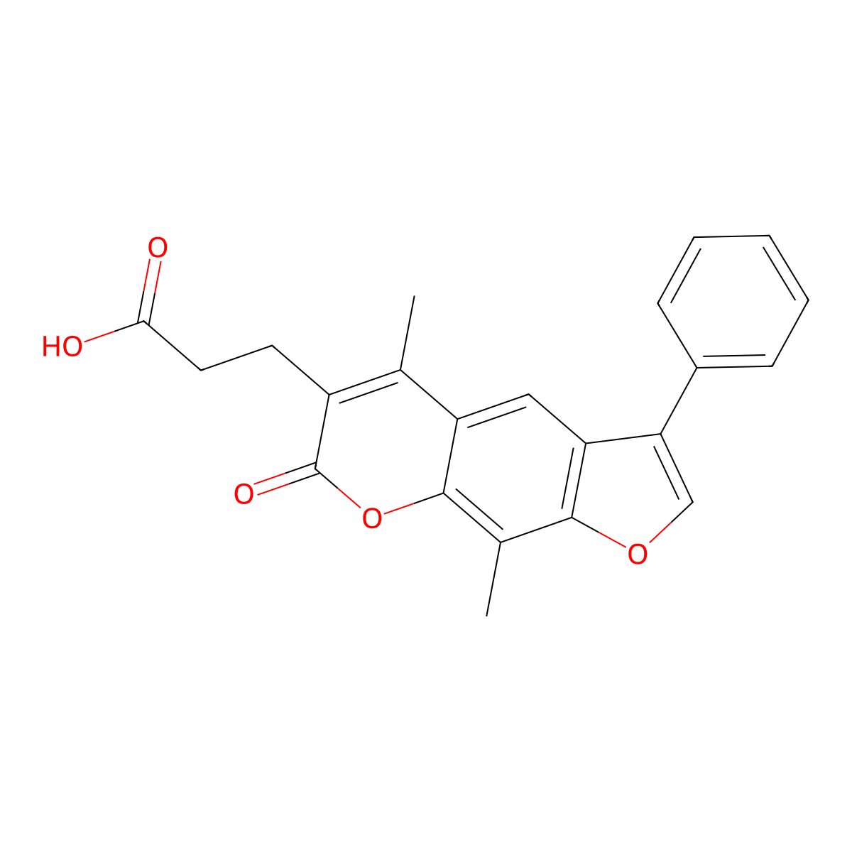 3-(5,9-dimethyl-7-oxo-3-phenyl-7H-furo[3,2-g]chromen-6-yl)propanoic acid molecular structure, CAS 777857-49-5