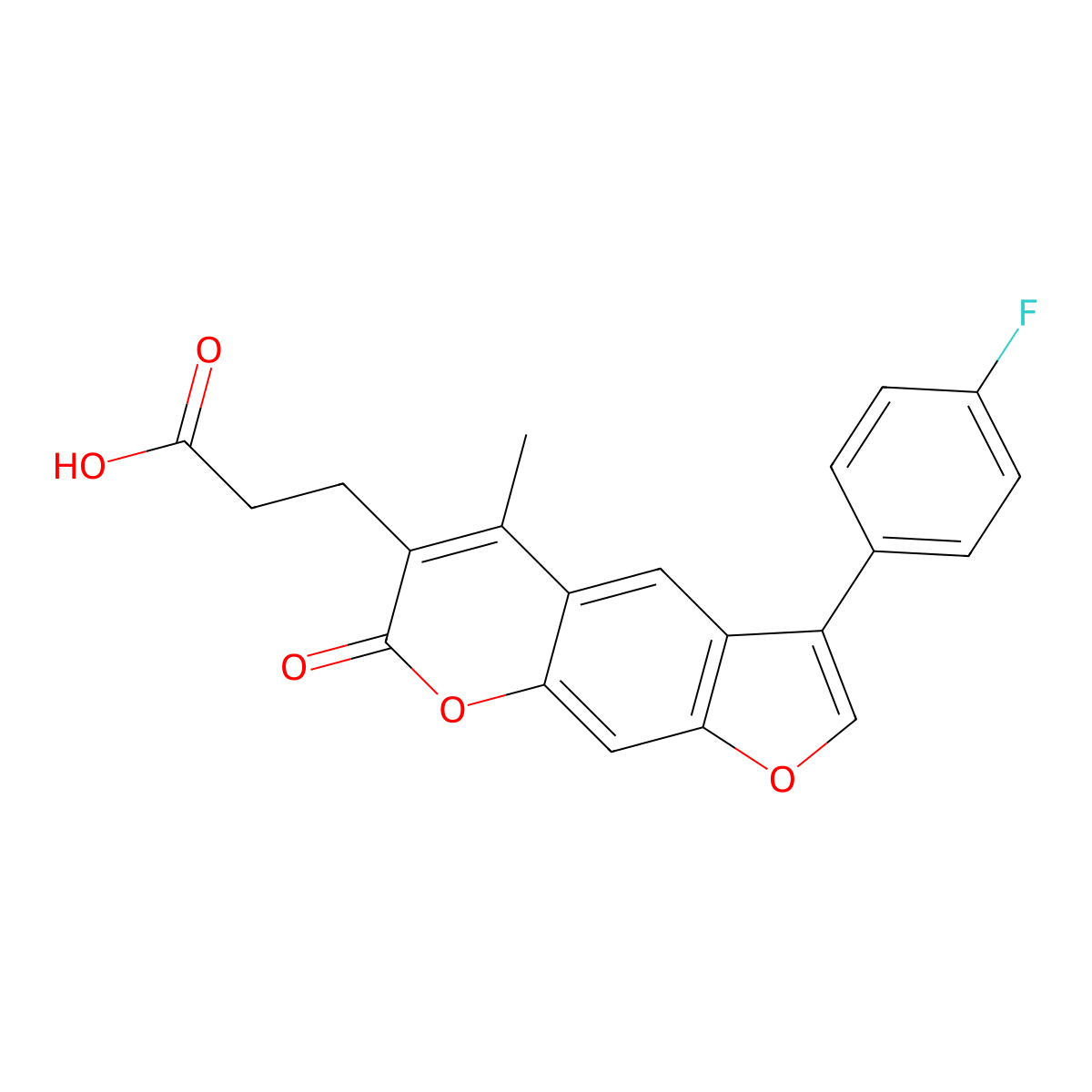 3-[3-(4-fluorophenyl)-5-methyl-7-oxo-7H-furo[3,2-g]chromen-6-yl]propanoic acid molecular structure, CAS 777857-50-8