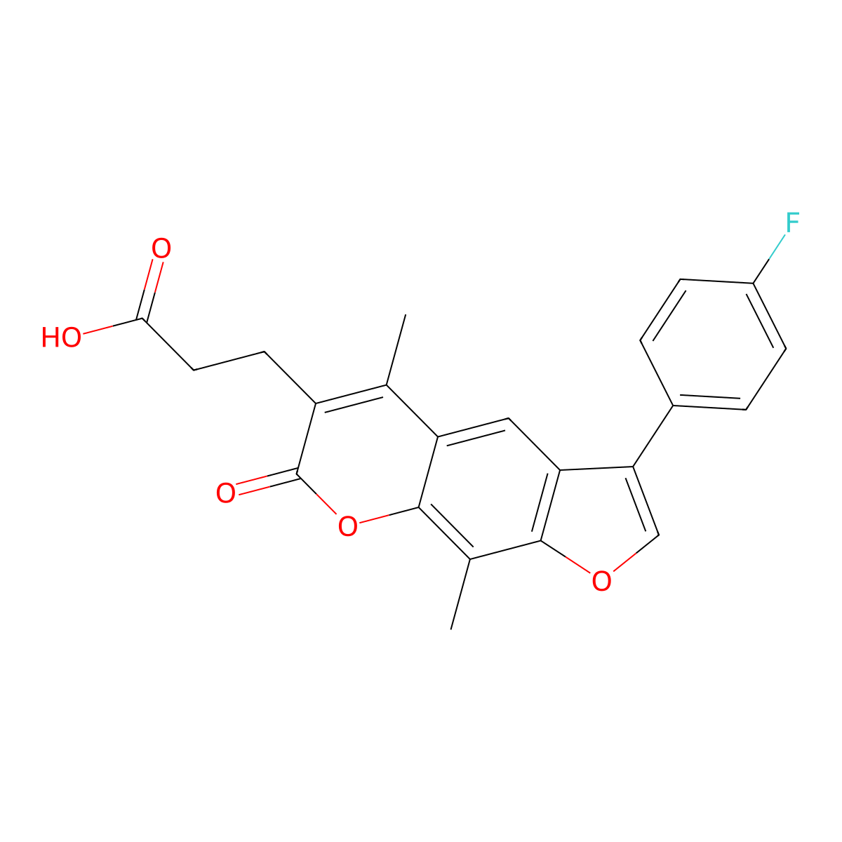 3-(3-(4-fluorophenyl)-5,9-dimethyl-7-oxo-7H-furo[3,2-g]chromen-6-yl)propanoic acid molecular structure, CAS 777857-51-9