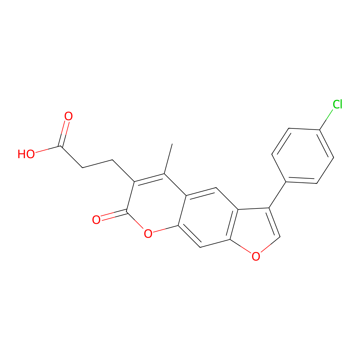 3-[3-(4-chlorophenyl)-5-methyl-7-oxo-7H-furo[3,2-g]chromen-6-yl]propanoic acid molecular structure, CAS 777857-52-0