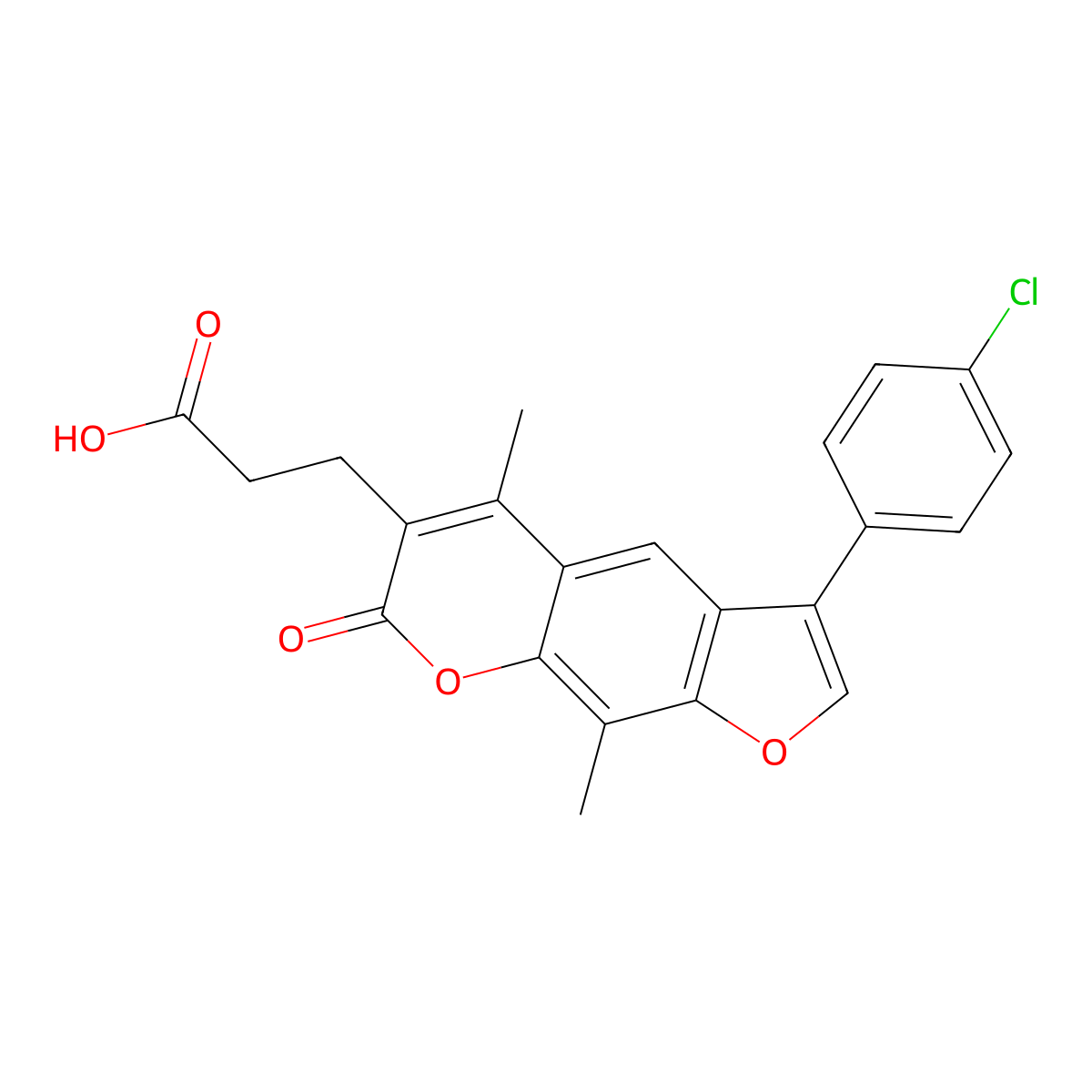 3-[3-(4-chlorophenyl)-5,9-dimethyl-7-oxo-7H-furo[3,2-g]chromen-6-yl]propanoic acid molecular structure, CAS 777857-53-1