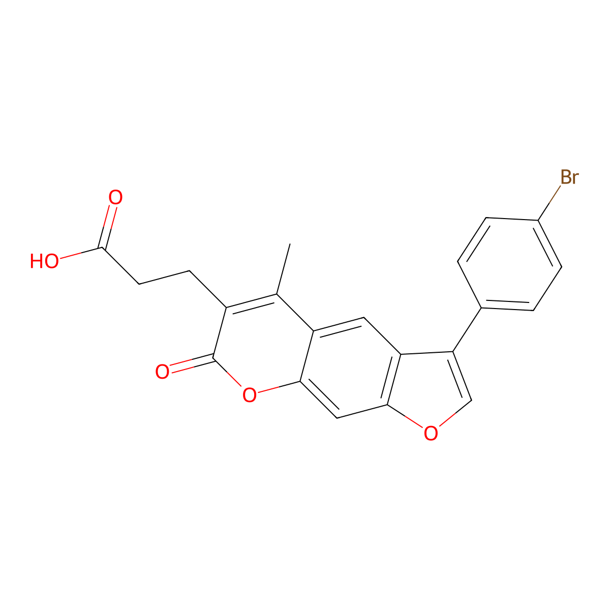 3-[3-(4-bromophenyl)-5-methyl-7-oxo-7H-furo[3,2-g]chromen-6-yl]propanoic acid molecular structure, CAS 777857-54-2