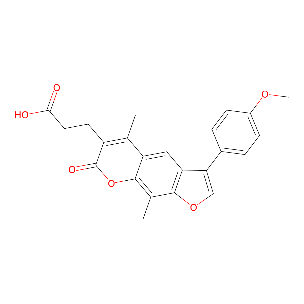 3-[3-(4-Methoxyphenyl)-5,9-dimethyl-7-oxofuro[3,2-g]chromen-6-yl]propanoic acid molecular structure, CAS 777857-57-5