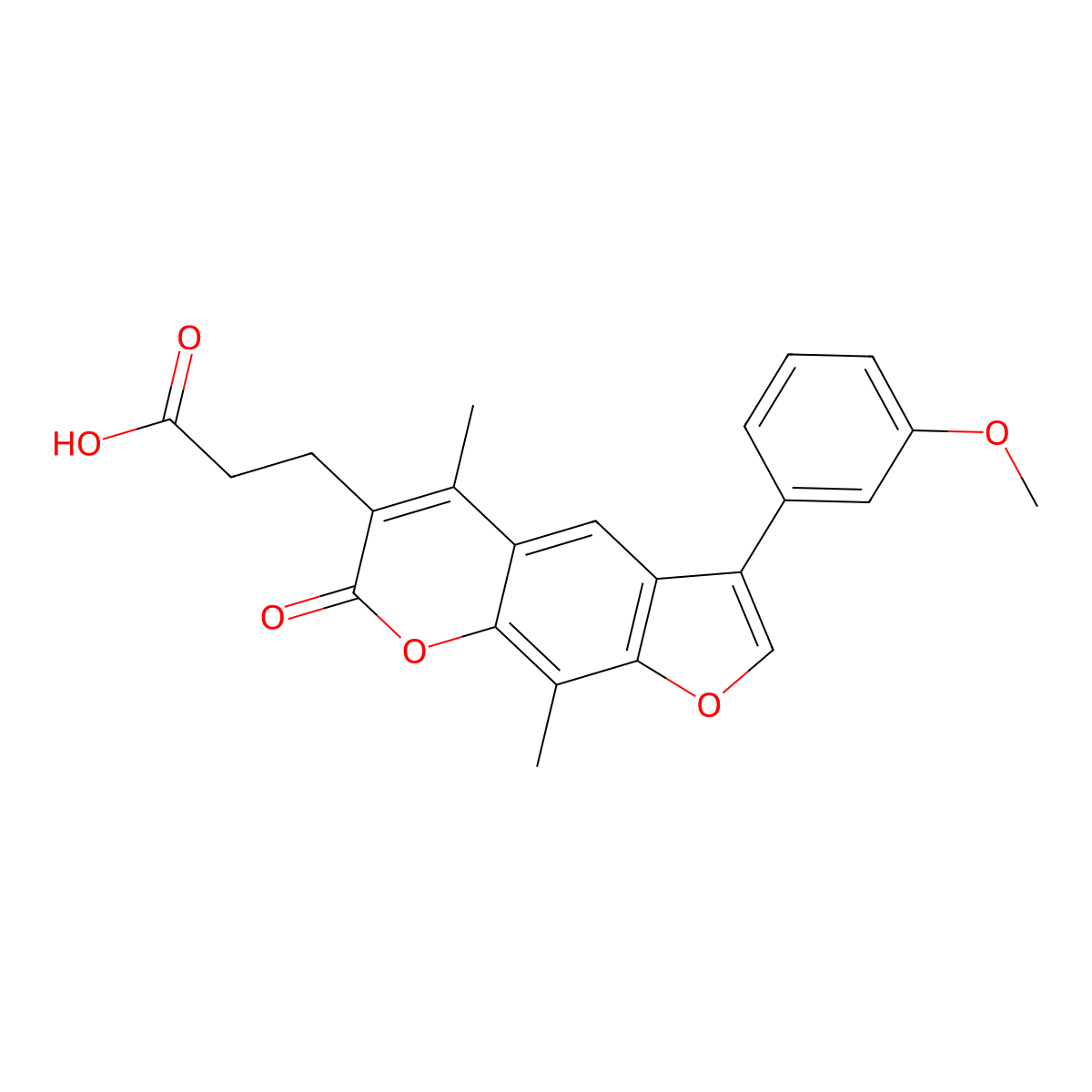 3-[3-(3-Methoxyphenyl)-5,9-dimethyl-7-oxofuro[3,2-g]chromen-6-yl]propanoic acid molecular structure, CAS 777857-59-7