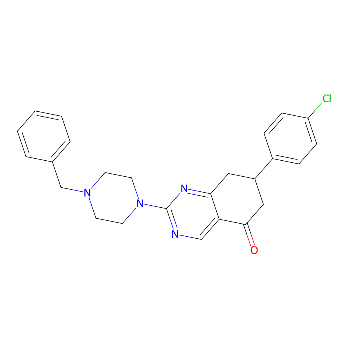 2-(4-benzylpiperazin-1-yl)-7-(4-chlorophenyl)-7,8-dihydroquinazolin-5(6H)-one molecular structure, CAS 777866-62-3