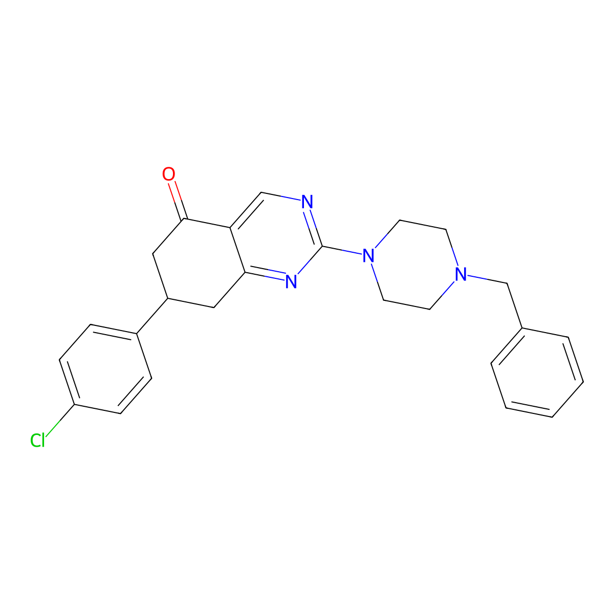 2-(4-benzylpiperazin-1-yl)-7-(4-chlorophenyl)-7,8-dihydroquinazolin-5(6H)-one molecular structure, CAS 777866-62-3