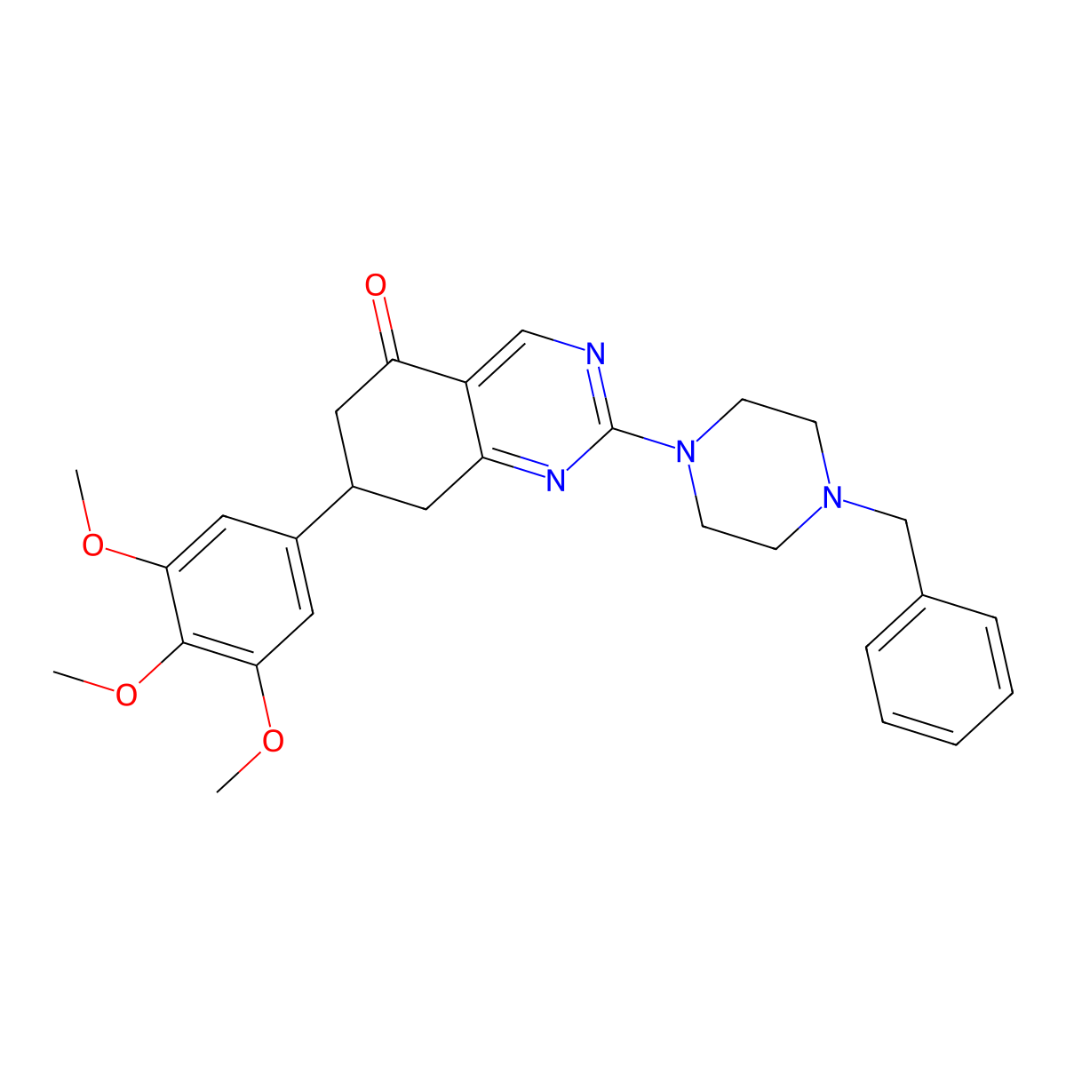 2-(4-benzylpiperazin-1-yl)-7-(3,4,5-trimethoxyphenyl)-7,8-dihydroquinazolin-5(6H)-one molecular structure, CAS 777866-63-4