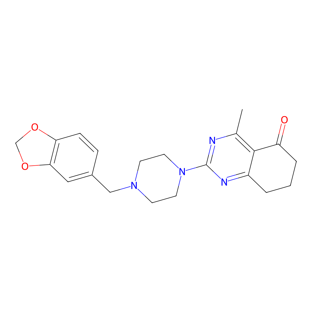 2-[4-(1,3-benzodioxol-5-ylmethyl)piperazin-1-yl]-4-methyl-7,8-dihydroquinazolin-5(6H)-one molecular structure, CAS 777866-68-9