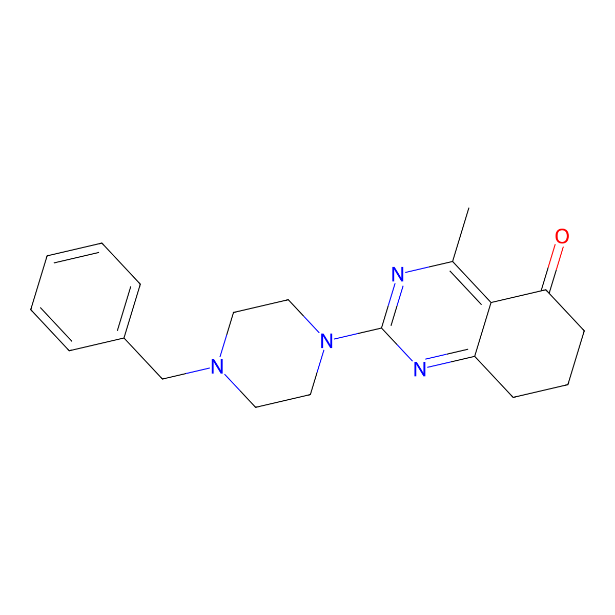 2-(4-benzylpiperazin-1-yl)-4-methyl-7,8-dihydroquinazolin-5(6H)-one molecular structure, CAS 777866-70-3