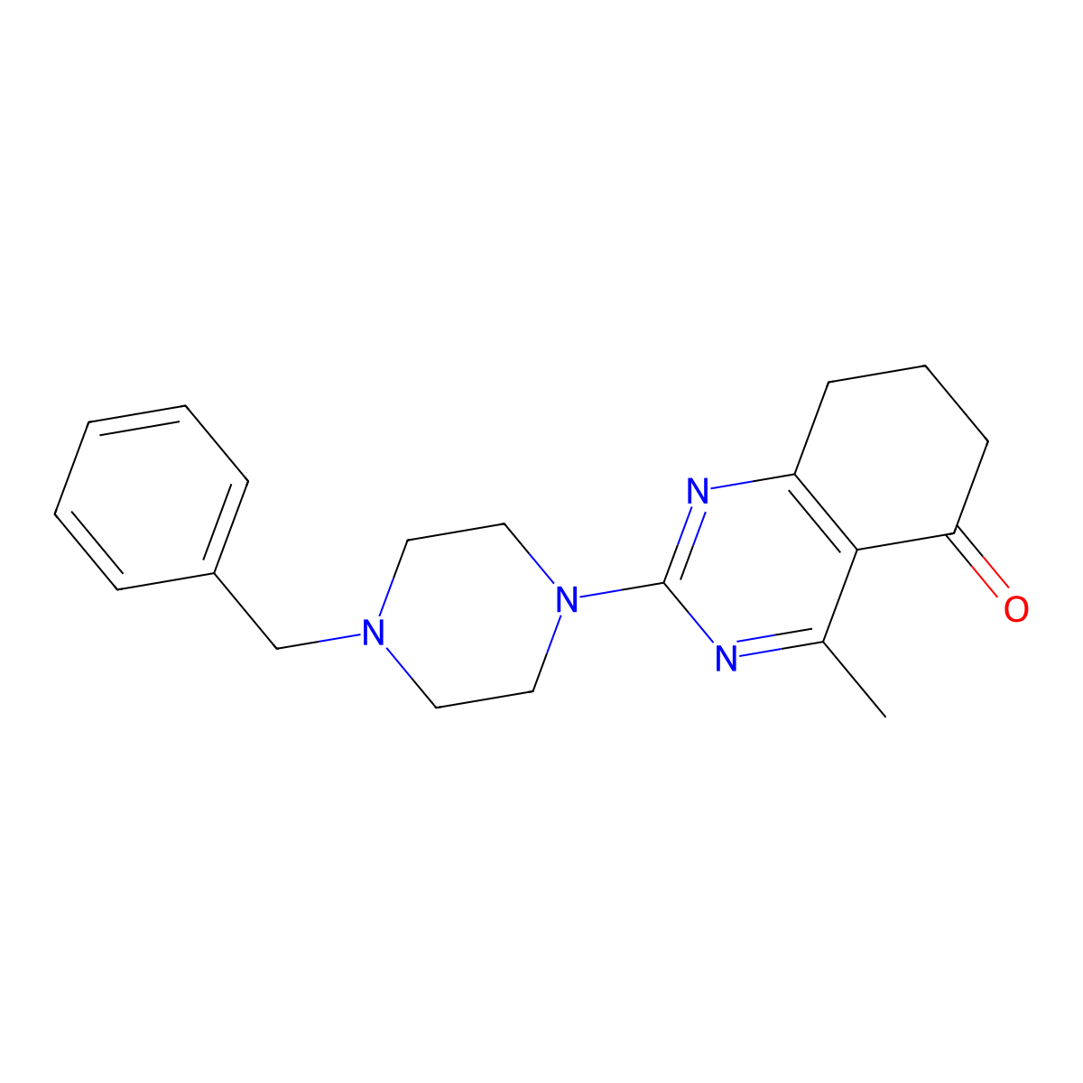 2-(4-benzylpiperazin-1-yl)-4-methyl-7,8-dihydroquinazolin-5(6H)-one molecular structure, CAS 777866-70-3