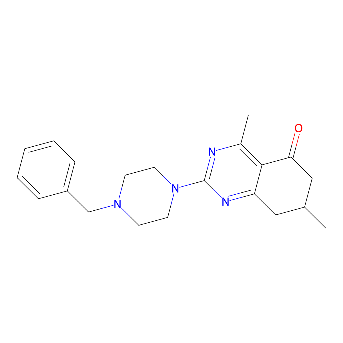 2-(4-benzylpiperazin-1-yl)-4,7-dimethyl-7,8-dihydroquinazolin-5(6H)-one molecular structure, CAS 777866-71-4