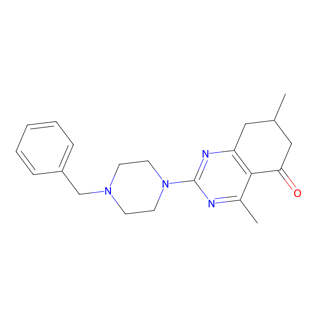 2-(4-benzylpiperazin-1-yl)-4,7-dimethyl-7,8-dihydroquinazolin-5(6H)-one molecular structure, CAS 777866-71-4