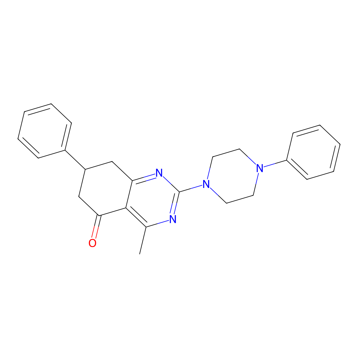 4-methyl-7-phenyl-2-(4-phenylpiperazin-1-yl)-7,8-dihydroquinazolin-5(6H)-one molecular structure, CAS 777866-77-0